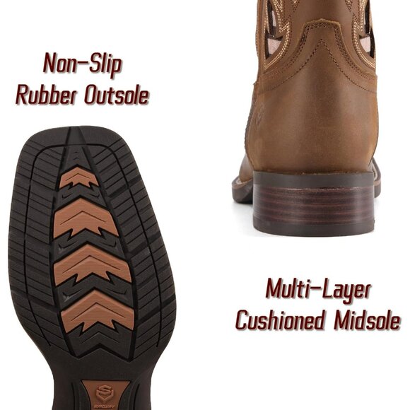 Men’s Brown Black Square Toe Full Grain Leather Oil And Slip Resistant Flag Boot Wolverine MEN main image 4
